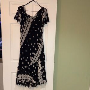 Elegant Black and White Polka Dot Dress
